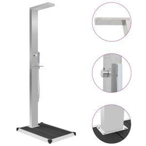 vidaXL Lauko du&scaron;as su padėklu, WPC ir nerūdijantis plienas