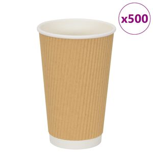 vidaXL Popieriniai kavos puodeliai, 500vnt., 16oz, 400ml, ruda
