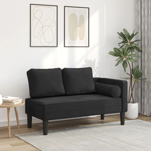 vidaXL Poilsio sofa su pagalvėlėmis, juodos spalvos, aksomas