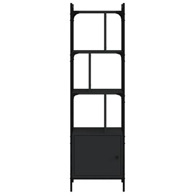 vidaXL Knygų spinta su durelėmis, juoda, 44,5x30x154,5cm, mediena
