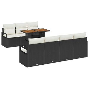 vidaXL Sodo Sofų Rinkinys su pagalve su pagalve 8 pcs Juoda ir kreminė