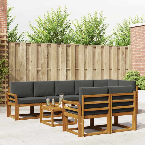 vidaXL Lauko sofos komplektas su pagalve 9 pcs Natūralus ir antracitas