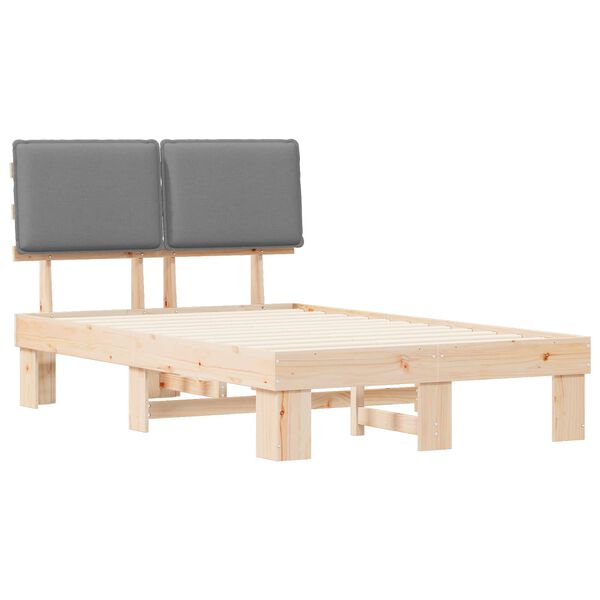 vidaXL Lovo rėmas su apmuštu galvūgaliu Šviesiai pilka 120 x 200 cm