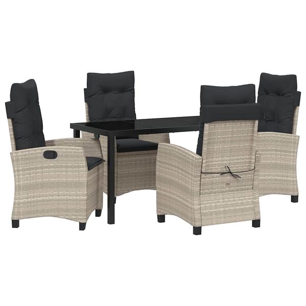 vidaXL Sodo valgomojo komplektas 5 pcs &Scaron;viesiai pilka poliratanas