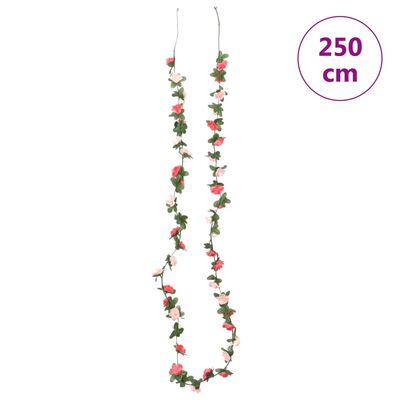 vidaXL Dirbtinių gėlių girliandos, 6vnt., pavasario rožių, 250cm