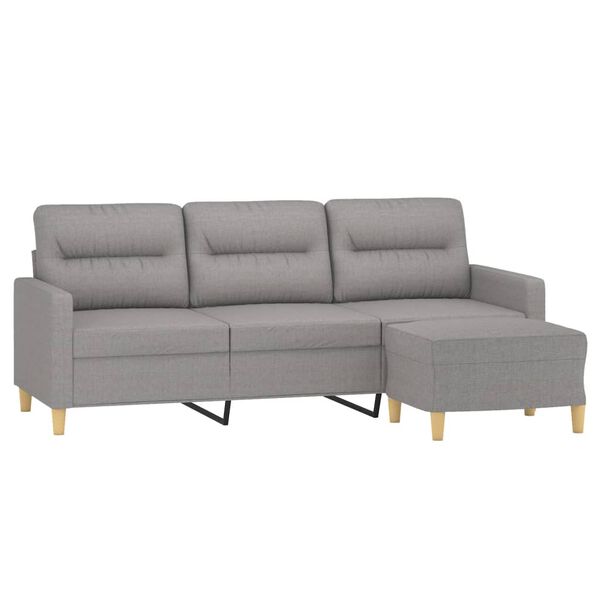 vidaXL Trivietė sofa su pakoja, &scaron;viesiai pilka, 180cm, audinys