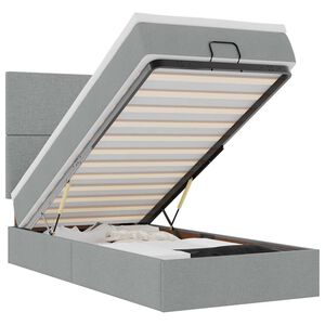 vidaXL Osmanų lova su čiužiniu ir LED &scaron;viesiai pilkas 80x200cm audinys