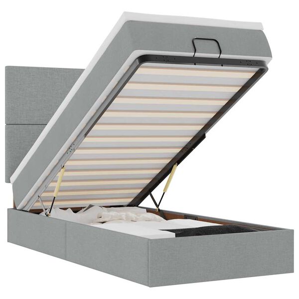 vidaXL Osmanų lova su čiužiniu ir LED &scaron;viesiai pilkas 80x200cm audinys