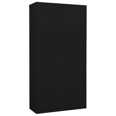 vidaXL Biuro spintelė, juoda, 90x40x180cm, plienas/grūdintas stiklas