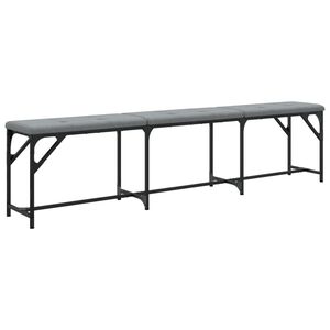 vidaXL Valgomojo suoliukas, pilkas, 186x32x45cm, plienas ir audinys