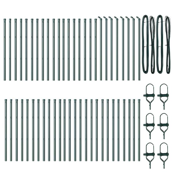 vidaXL Tvorelės stulpas Kita 52 pcs Žalia 3,2 x 3,2 x 80 cm Plienas