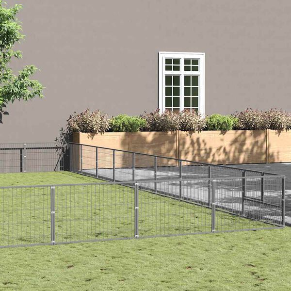 vidaXL Voljeras &scaron;unims, sidabrinės spalvos, 90m&sup2;, plienas