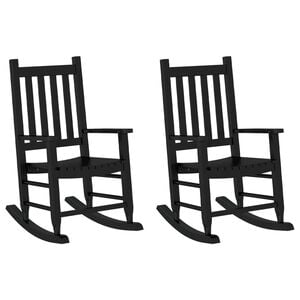 vidaXL Supamos kėdės vaikams, 2vnt., juodos, tuopos medienos masyvas