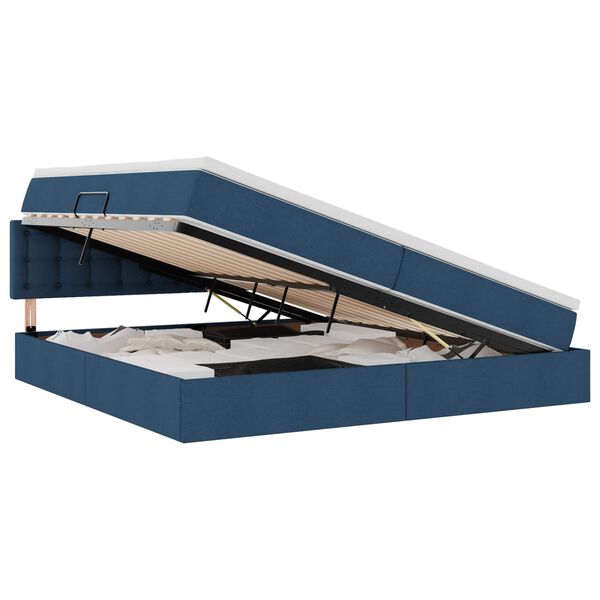 vidaXL Lova su daiktų laikymo vieta ir čiužiniu Mėlyna 200 x 200 cm