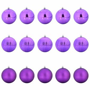 vidaXL Kalėdų Burbulų Rinkinys XL 15 vnt. LED Alyvos &Oslash; 10 cm Plastmasė