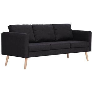 vidaXL Trivietė sofa, juoda, audinys