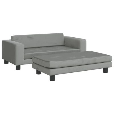 vidaXL Vaikiška sofa su pakoja, šviesiai pilka, 100x50x30cm, aksomas