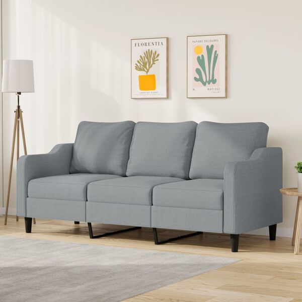 vidaXL Trivietė sofa, &scaron;viesiai pilkos spalvos, 180cm, audinys