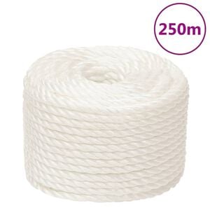 vidaXL Darbo virvė, baltos spalvos, 10mm, 250m, polipropilenas