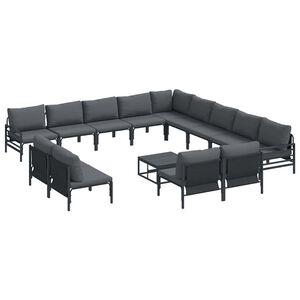 vidaXL Sodo Sofų Rinkinys su pagalve 14 pcs Juoda Plienas