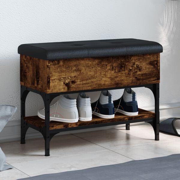 vidaXL Batų suoliukas, dūminio ąžuolo, 62x32x45cm, apdirbta mediena