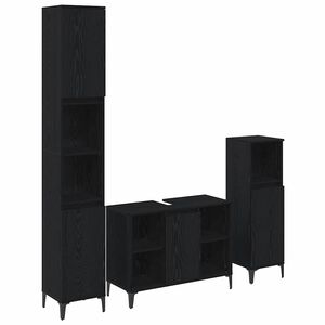 vidaXL Vonios baldų rinkinys 3 pcs juoda ąžuolo Apdirbta mediena