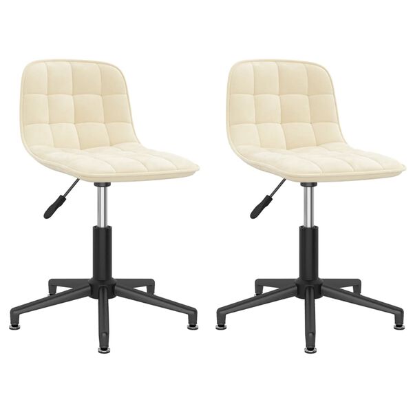 vidaXL Pasukamos valgomojo kėdės, 2vnt., kreminės spalvos, aksomas