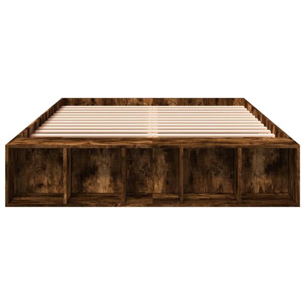 vidaXL Lovos rėmas, dūminio ąžuolo, 150x200cm, apdirbta mediena