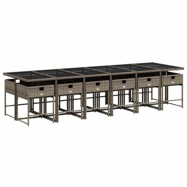 vidaXL Sodo komplektas su pagalvėlėmis, 13 dalių, pilkas, poliratanas