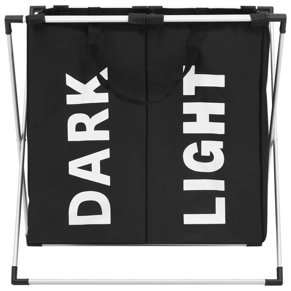 vidaXL 2 skyrių skalbinių rū&scaron;iavimo krep&scaron;ys, juodos spalvos