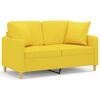 vidaXL Dvivietė sofa su pagalvėlėmis, šviesiai geltona, 120cm, audinys