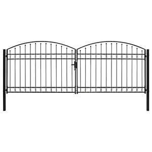 vidaXL Tvoros vartai ASSEN, dvigubos durys su arkine vir&scaron;umi, plienas, 400x150 cm