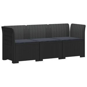 vidaXL 3-vietė sodo sofa su pagalvėlėmis, Rattan i&scaron;vaizda PP Antracito