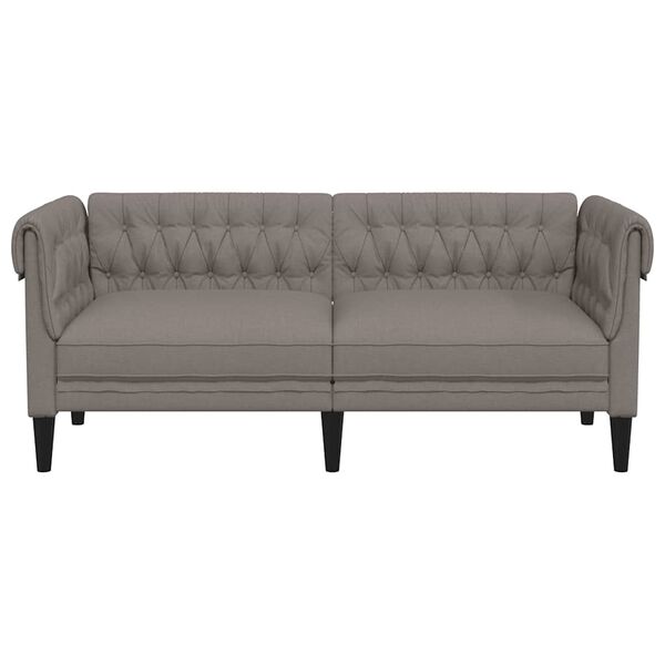 vidaXL Dvivietė chesterfield sofa, taupe spalvos, audinys