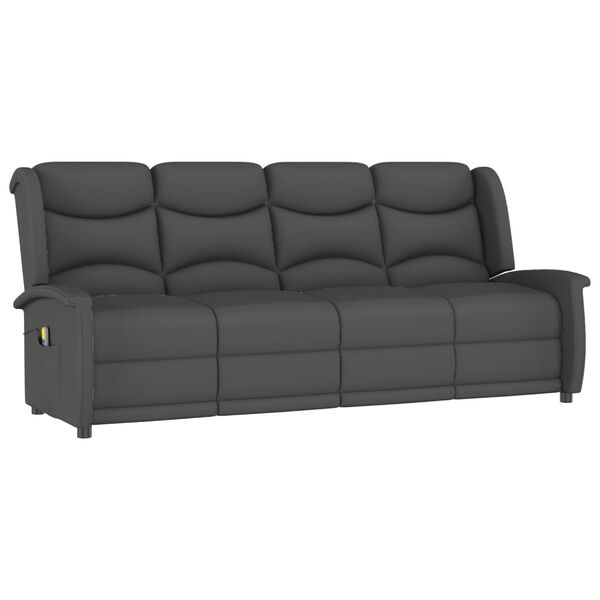 vidaXL Keturvietis atlošiamas masažinis krėslas, pilkas, audinys