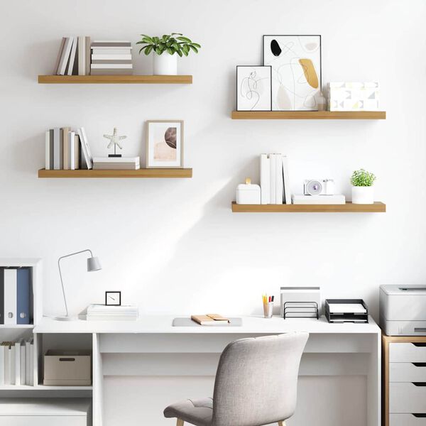 vidaXL Sieninė lentyna 4 pcs Ruda 90 x 23,5 x 4 cm Apdirbta mediena