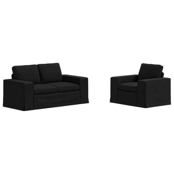 vidaXL Sofa 2 pcs Juoda 182 x 80 x 82 cm audinys
