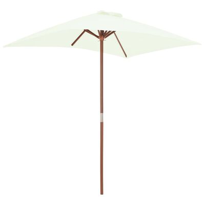 vidaXL Lauko skėtis su mediniu stulpu, 150x200cm, smėlio spalvos