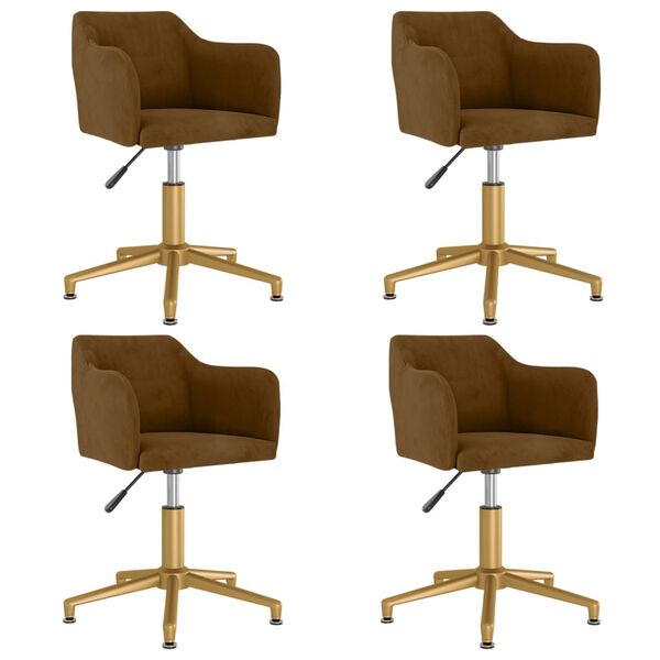 vidaXL Pasukamos valgomojo kėdės, 4vnt., rudos spalvos, aksomas
