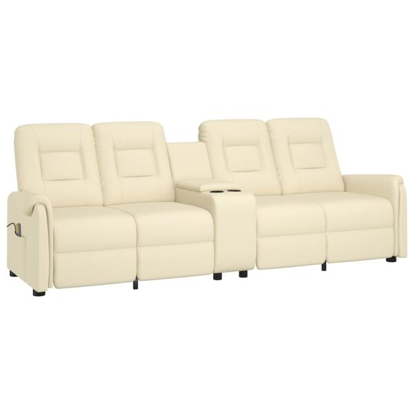 vidaXL Keturvietis atlošiamas masažinis krėslas, kreminis