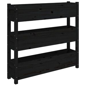 vidaXL Lovelis, juodas, 112x25x104,5cm, pu&scaron;ies medienos masyvas