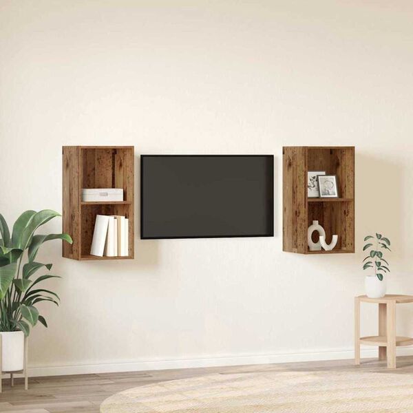 vidaXL TV spintelių komplektas 2 pcs Senovinis medis 37 x 37 x 72 cm