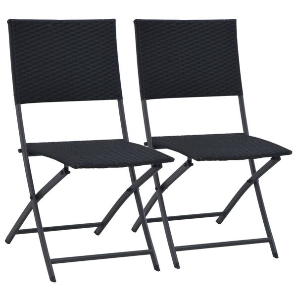 vidaXL Bistro baldų komplektas, 3d., juodas, poliratanas