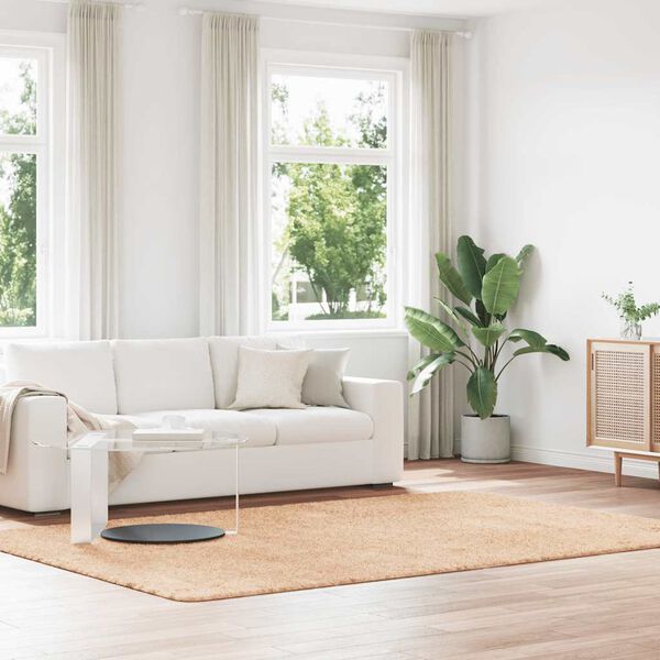 vidaXL Shaggy tipo kilimas, NAVARRA, 200x290 cm, smėlio, poliesteris