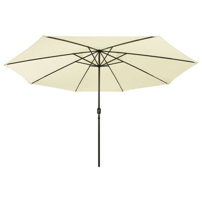 vidaXL Lauko skėtis su LED ir metaliniu stulpu, smėlio, 400cm