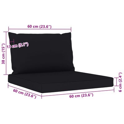 vidaXL Sodo komplektas su juodos spalvos pagalvėlėmis, 6 dalių
