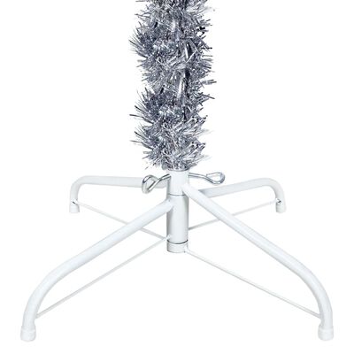 vidaXL Plona apšviesta Kalėdų eglutė, sidabrinės spalvos, 120cm