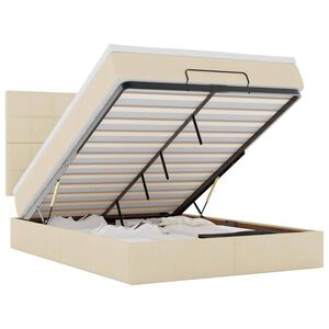 vidaXL Osmanų lova su čiužiniu ir LED kreminiu 140x190cm audinys