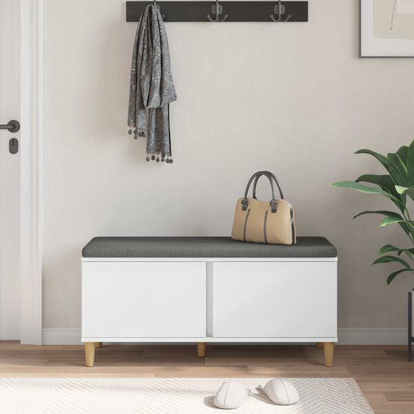 vidaXL Koridoriaus suolas su pagalve su durimis Balta 100 x 38 x 46 cm