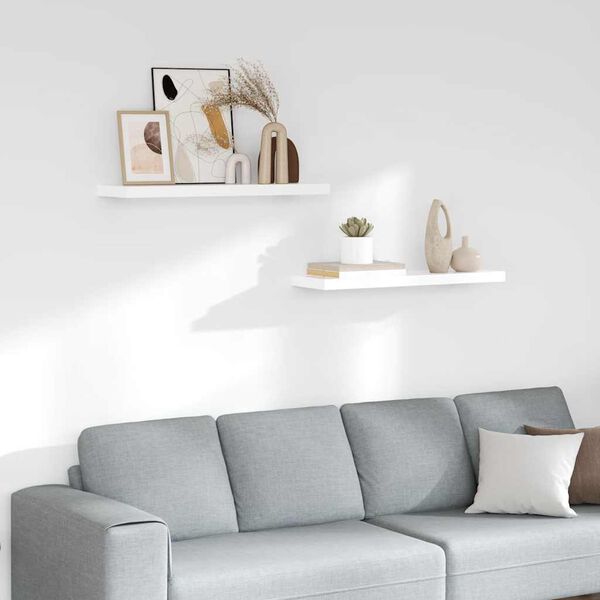 vidaXL Pakabinamos lentynos, 2vnt., baltos, 80x23,5x3,8cm, MDF